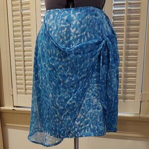 Silk Cache Short Skirt with Tie Panels